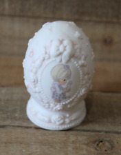 1997 Precious Moments Porcelain Easter Egg, Girl Holding Bunny, HAPPY EASTER picture