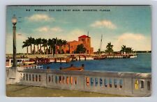 Bradenton FL-Florida, Memorial Pier And Yacht Basin, Vintage c1953 Postcard picture