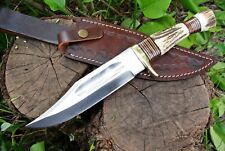 D2 DEER STAG ANTLER CAMPING TACTICAL FIXED BLADE SURVIVAL HUNTING BOWIE KNIFE picture