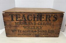 Vtg Teachers Highland Cream Whiskey Box Scotch Wood Shipping Crate Scotland Lid picture