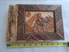 Antique Folk Art Western Themed Photo Album. Awesome Detail Using Natural Mat.  picture