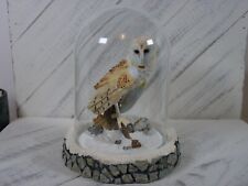 Franklin Mint the Magnificent Barn Owl Hand-Painted Sculpture Glass Dome - KT picture
