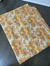Vintage Cannon Royal Family Featherlite Twin Flat Sheet Orange Floral Fabric picture