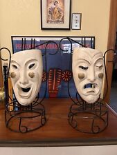 Pair VINTAGE Frederic Weinberg COMEDY TRAGEDY Sculpture Wire Base Midcentury MCM picture