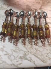 8 Glass Beaded Small Spoons Very Rare picture