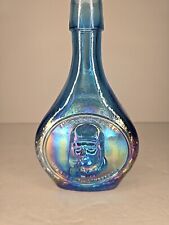 Wheaton Vintage Blue Carnival Glass iridescent Charles A Lindbergh EUC 8