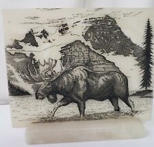 Elegance in Marble The Olivenhain Company USA  Moose in Water Mountain Scene EUC picture