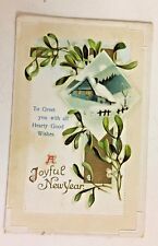 Vintage 1912 A Joyful New Year Postcard Souvenir Holiday Hearty Good Wishes Trip picture