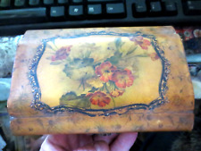 Antique Victorian Celluloid Dresser Vanity Box Flowers with few accessories picture