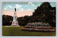 Postcard Bridgeport CT Connecticut Seaside Park Soldiers Monmument Flowers picture