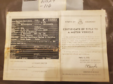 Vintage 1936 Harley-Davidson VLD Certificate of Title, Colorado picture