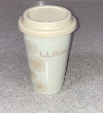 L.L. BEAN 12 OUNCE CERAMIC DOUBLE WALL FLORAL TRAVEL MUG RUBBER LID picture