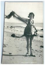 c1910's Mack Sennett Comedies Woman On Beach Evans LA Exhibit Arcade Card picture
