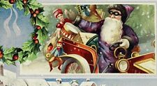 C. 1908 Santa Claus Wearing Driving Goggles in Car Toys Embossed Postcard picture