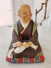 Vintage Hakata Urasaki Clay Figurine Elderly Woman with Tami Socks Hand Painted picture