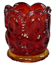 LE Smith MOON & STARS Glass Toothpick Holder Amberina Scalloped Rim Vintage picture