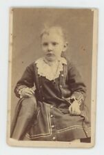 Antique CDV c1870s Adorable Little Girl in Dress & Necklace Robinson Lynn, MA picture