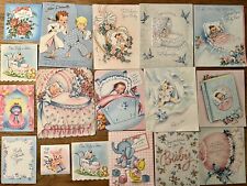 Vintage Greeting Cards Lot 17 Welcome New Baby Parents Congrats 1950s Used picture
