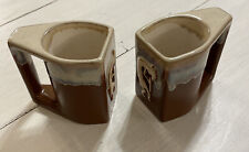 Pair Of Vtg Rodolfo Padilla Drip Glaze Stoneware Coffee Mugs Signed picture