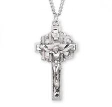 Pierced Stylish Sterling Silver Crucifix Features 24in Long chain picture
