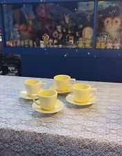 The Cutest Vintage Cup And Saucer Set of 4 Yellow Handmade 1946 picture