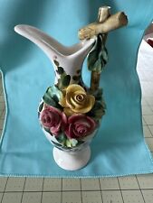 vintage Italian Vase With Yellow And Red 3D Roses picture