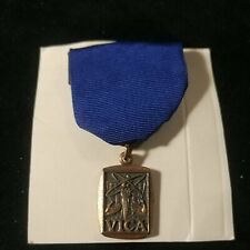 Vintage school VICA Award pin with blue ribbon picture