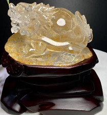 Natural Fire Quartz Dragon turtle skull carved Crystal skull healing +Stand picture