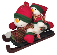 Musical Sleigh Ride Plush Snowman  Decorative Christmas Holiday Figure Preowned picture
