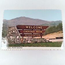 North Carolina -Welcome Cherokee Indian Reservation- Sign 1970's Postcard 4x6 picture