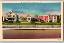 C1940 St Lukes Hospital Street View Old Cars Middleboro MA Postcard picture