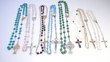 8 Vintage Rosaries Colored Beads Green Red Crucifixes Rosary Lot #1 picture
