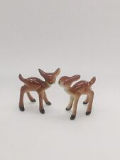 Pair Tiny Mini Spotted Deer Ceramic Animal Figurine Statue Miniatures Animal picture