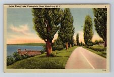Plattsburg NY-New York, Drive along Lake Champlain Vintage Souvenir Postcard picture