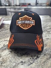 Harley Davidson Cap - Embroidered Flames + Logo Baseball Hat - One Size Fits All picture
