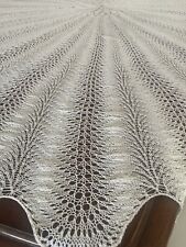VTG 1970's Handcraft Crochet Delicate  White Tablecloth Round MCM 64” Diameter picture