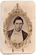 ANTIQUE CDV C. 1860s DOUBLE 2C CIVIL WAR TAX STAMP HANDSOME YOUNG MAN CARTOUCHE picture