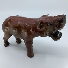 Vintage Realistic Leather Wrapped Hippo Figurine 7