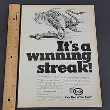 Vtg 1968 Print Ad Enco Put A Tiger in Your Tank It's A Winning Streak Racing picture