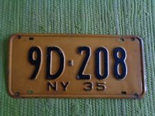 1935 New York License Plate 35 NY Tag 9D-208 picture