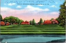 Charleston SC South Carolina Middleton Gardens Terrace Linen Postcard picture