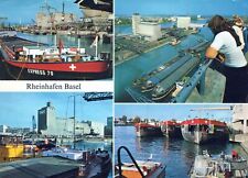 VINTAGE CONTINENTAL SIZE POSTCARD PORT OF BASEL SWITZERLAND 1970s MULTIVIEWS picture