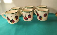 Vintage 1990 Hartstone Pottery Set of 6 Cup Mug Christmas Bulb Ornaments picture