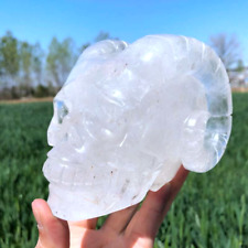 TOP 3.08LB Natural clear quartz skull hand carved crystal reiki healing XK3359 picture