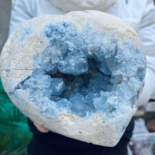 8.6lb Large Natural Blue Celestite Crystal Geode Quartz Cluster Mineral Specime picture