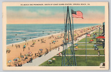 Postcard Beach And Promenade,  Virginia Beach, Virginia c1940 picture