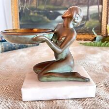 Vintage Bronze Art Deco Nude Ashtray Holder / Marble Base In The Style Frankart picture