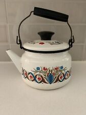 Vintage Berggren Sweden Small Enamel Kettle Tea Pot picture