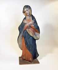 Antique Virgin Mary wood figure hand carved & painted  baroque style 18th/19th c picture