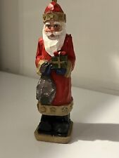 Vintage Santa Claus Old World Style Holding Gift picture